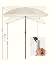 Beige Beach Parasol with UPF 50+ Tilting Canopy 1.8 m by SONGMICS Songmics
