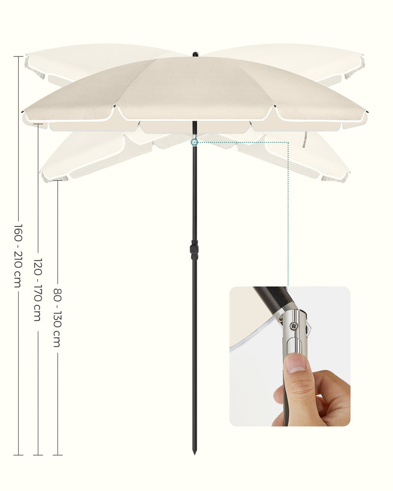 Beige Beach Parasol with UPF 50+ Tilting Canopy 1.8 m by SONGMICS Songmics