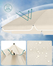 Beige Beach Parasol with UPF 50+ Tilting Canopy 1.8 m by SONGMICS Songmics
