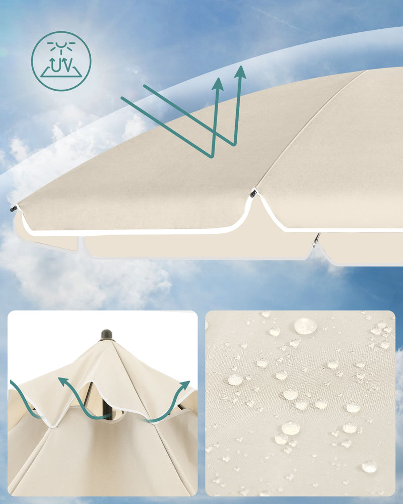 Beige Beach Parasol with UPF 50+ Tilting Canopy 1.8 m by SONGMICS Songmics