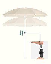Beige Beach Parasol with UPF 50+ Tilting Canopy 1.8 m by SONGMICS Songmics