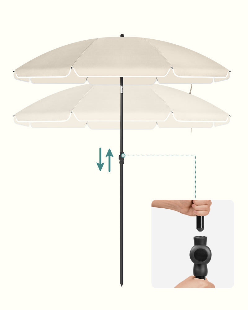Beige Beach Parasol with UPF 50+ Tilting Canopy 1.8 m by SONGMICS Songmics