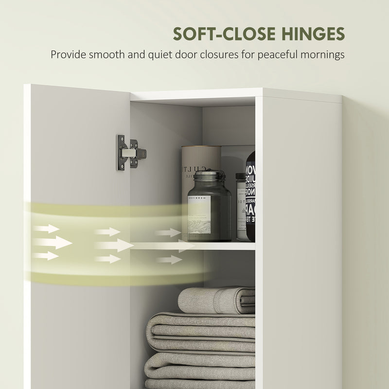 Wall Mounted Tall Bathroom Cabinet with Soft Close Doors Ideal for Small Spaces, White