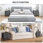 Set of 2 Grey Bedside Tables with 2 Drawers and Steel Legs for Bedroom or Living Room by HOMCOM