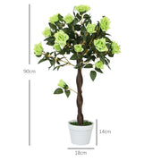 Set of Two Artificial Rose Trees Indoor Outdoor Decorative Plants Green by Outsunny