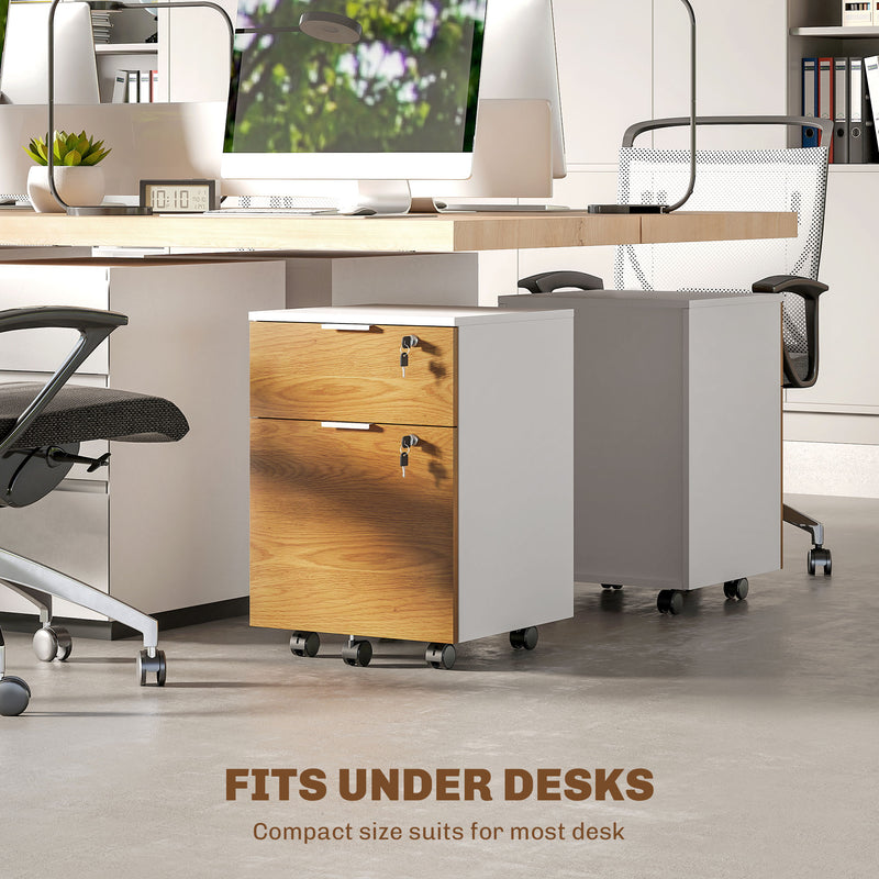 Lockable Two Drawer Office Filing Cabinet With Spacious Storage Wood Effect