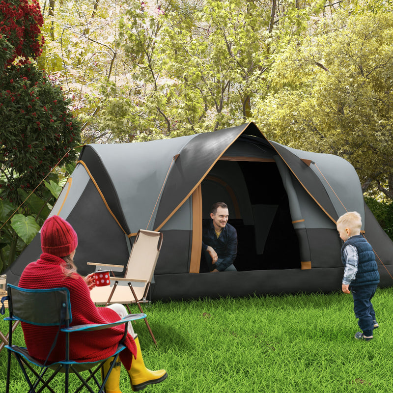 6 Person Blackout Camping Tent with Single Large Room and Easy Setup Light Grey Black