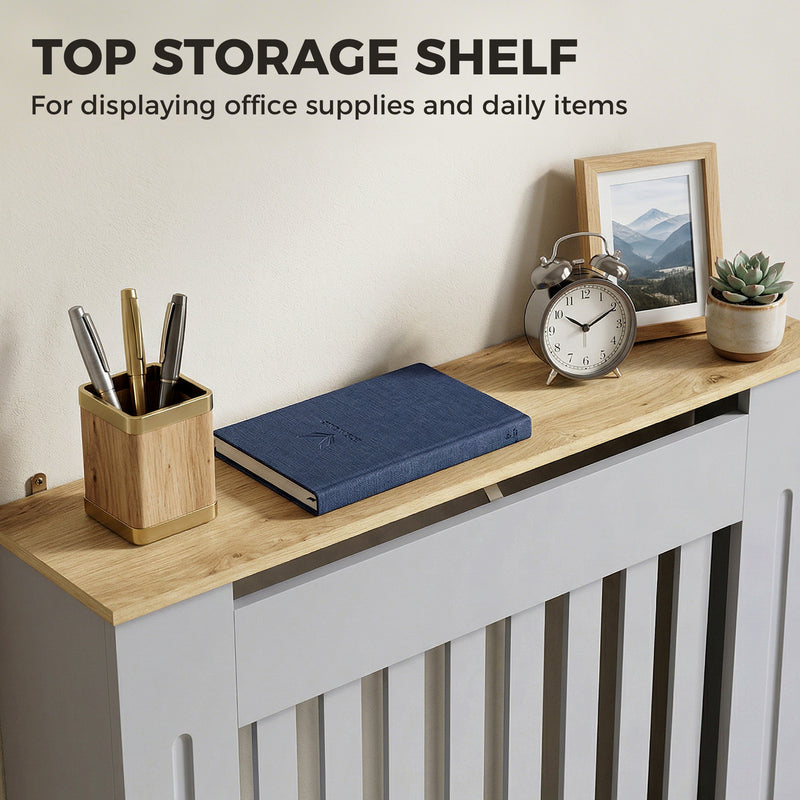 Radiator Cover with Shelf for Tidy Storage and Child Safety Grey Homcom