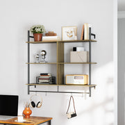 Grey Wood Effect Three Tier Floating Wall Shelf for Storage and Display by HOMCOM
