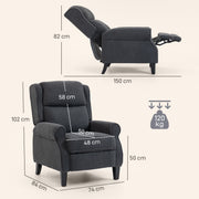 Recliner Armchair with 132 Degree Backrest and Extended Footrest for Home Comfort Dark Grey