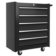 Black 5 Drawer Steel Tool Chest With Wheels And Lock For Garage Or Workshop Storage