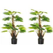 Set of 2 Artificial Palm Trees in Pots for Indoor or Outdoor Décor 135cm Green AOSOM