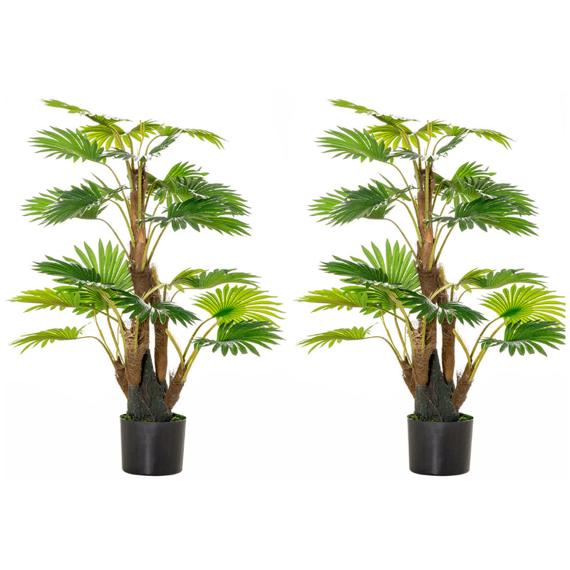 Set of 2 Artificial Palm Trees in Pots for Indoor or Outdoor Décor 135cm Green AOSOM