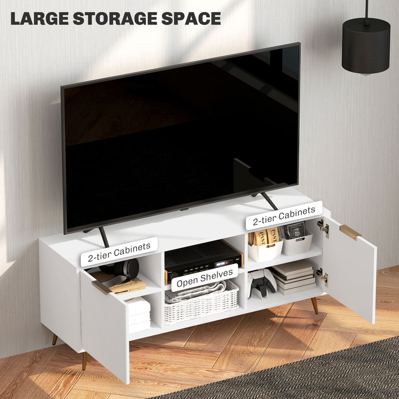 White TV Stand Cabinet for TVs up to 55 Inches with Shelves and Storage by HOMCOM