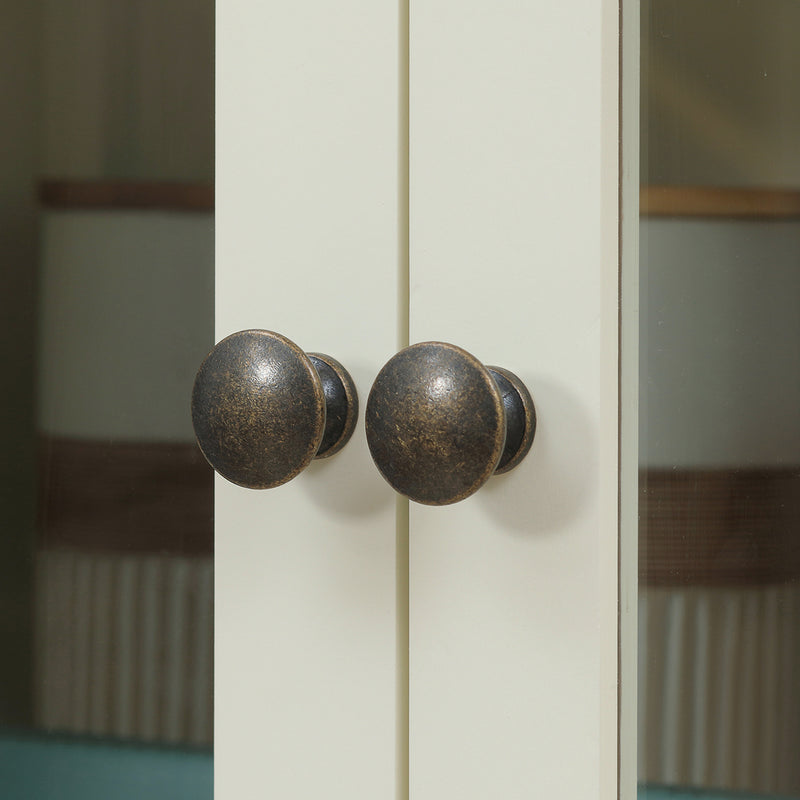 Freestanding Kitchen Storage Cabinet with Drawer and Adjustable Shelves Cream White