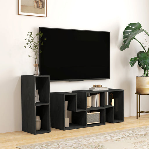 Black Extendable TV Stand for TVs up to 75 Inches with Storage Shelves by HOMCOM
