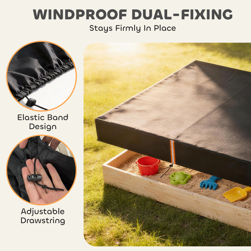 Sandpit Cover Waterproof Outdoor Protection for Clean and Dry Play Black AOSOM