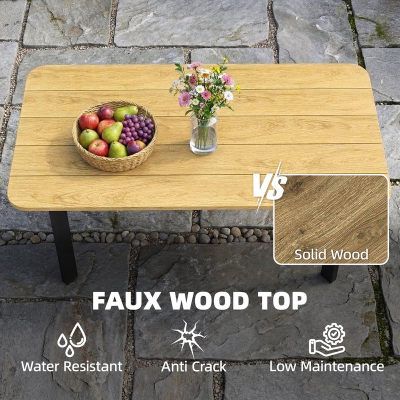 Outdoor Coffee Table for Garden or Patio with Weather-Resistant Easy-Clean Surface Brown Outsunny