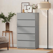 Chest of Drawers with 5 Spacious Drawers for Bedroom Storage Grey AOSOM