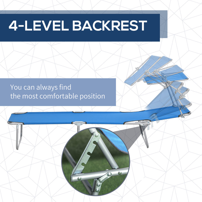 Bright Blue Sun Lounger with Adjustable Face Canopy by Outsunny