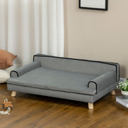 Dog Sofa with Wooden Legs and Water Resistant Cover for Medium and Large Dogs Grey