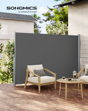 Grey Extendable Side Awning 200 x 400 cm UV Resistant Privacy Screen for Garden by Songmics