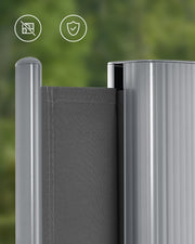 Grey Extendable Side Awning 200 x 400 cm UV Resistant Privacy Screen for Garden by Songmics