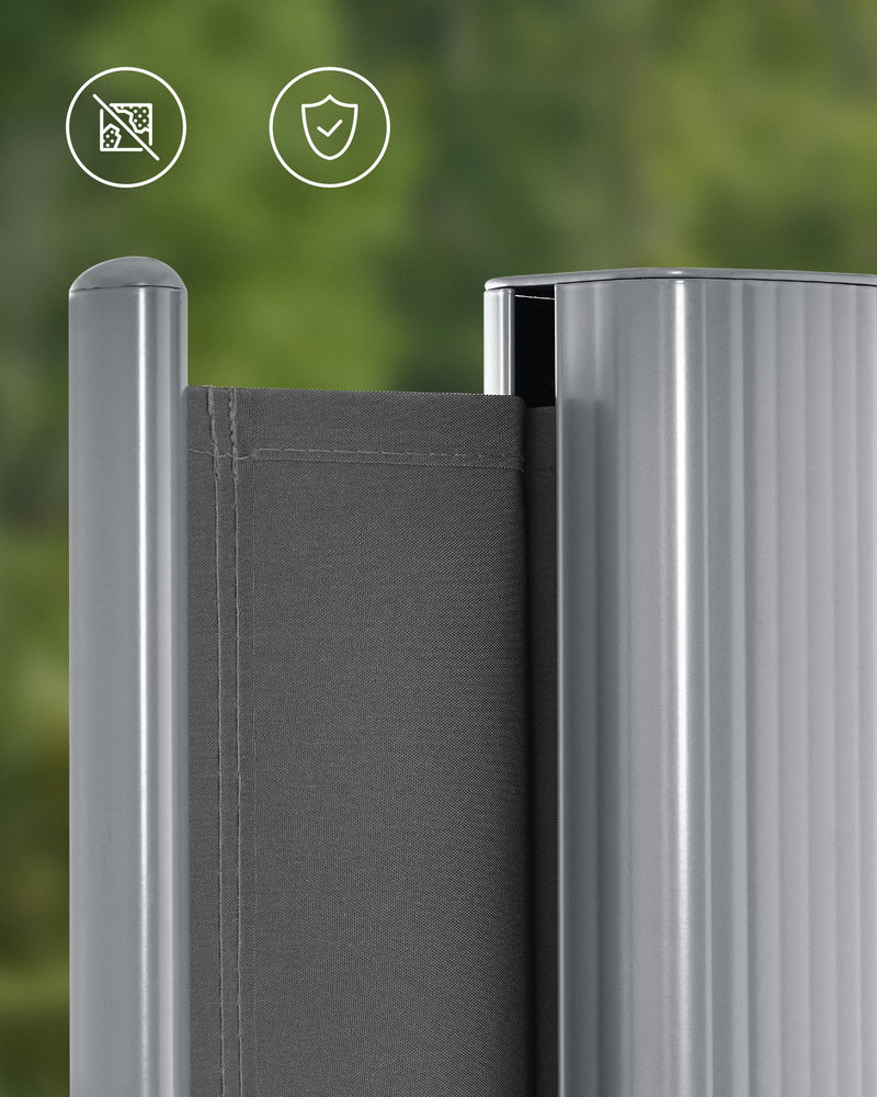Grey Extendable Side Awning 200 x 400 cm UV Resistant Privacy Screen for Garden by Songmics