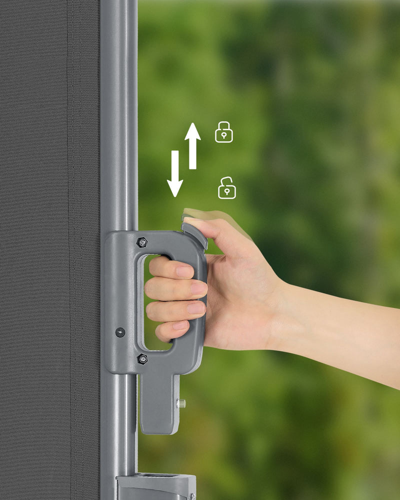 Grey Extendable Side Awning 200 x 400 cm UV Resistant Privacy Screen for Garden by Songmics