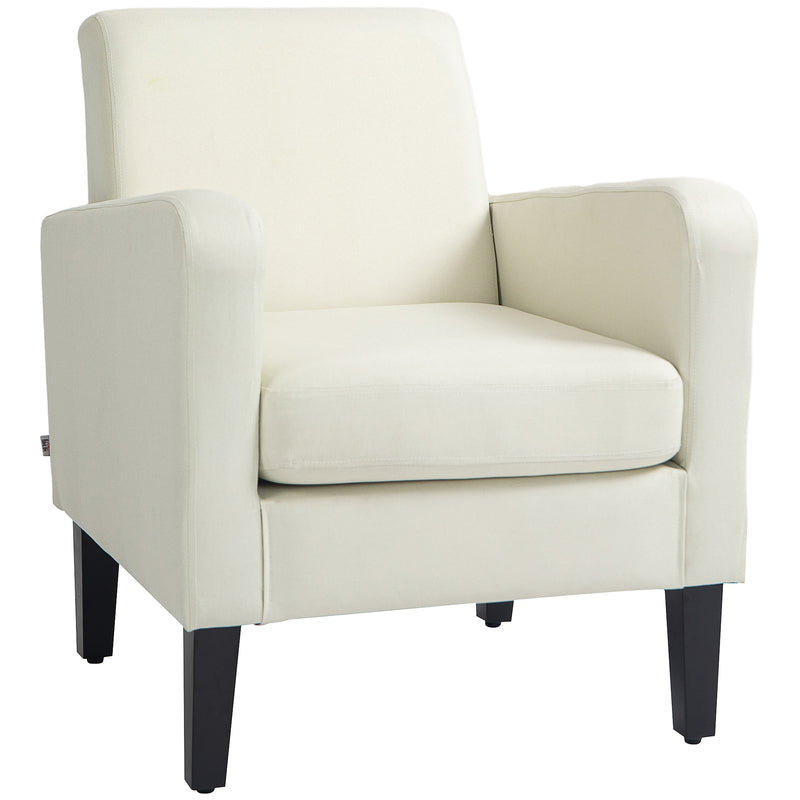 Modern Accent Chair with Solid Wood Legs Ideal for Lounge or Bedroom Use Cream White