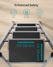 4 Step Folding Ladder with Safety Lock Non Slip Feet in Dove Grey for Home Use by Songmics