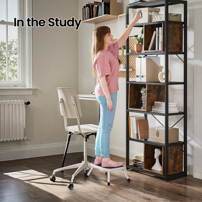 Folding Step Stool with Non Slip Treads and Carry Handle for Home Use by Songmics