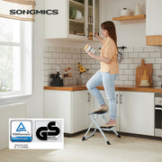 Two Step Folding Ladder with Anti Slip Treads for Home and Kitchen by Songmics