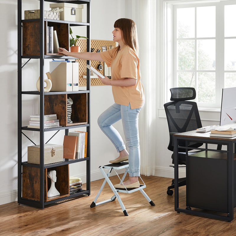 Two Step Folding Ladder with Anti Slip Treads for Home and Kitchen by Songmics
