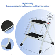 2 Step Folding Ladder with Safety Lock Non Slip Steps for Home and Office by Songmics