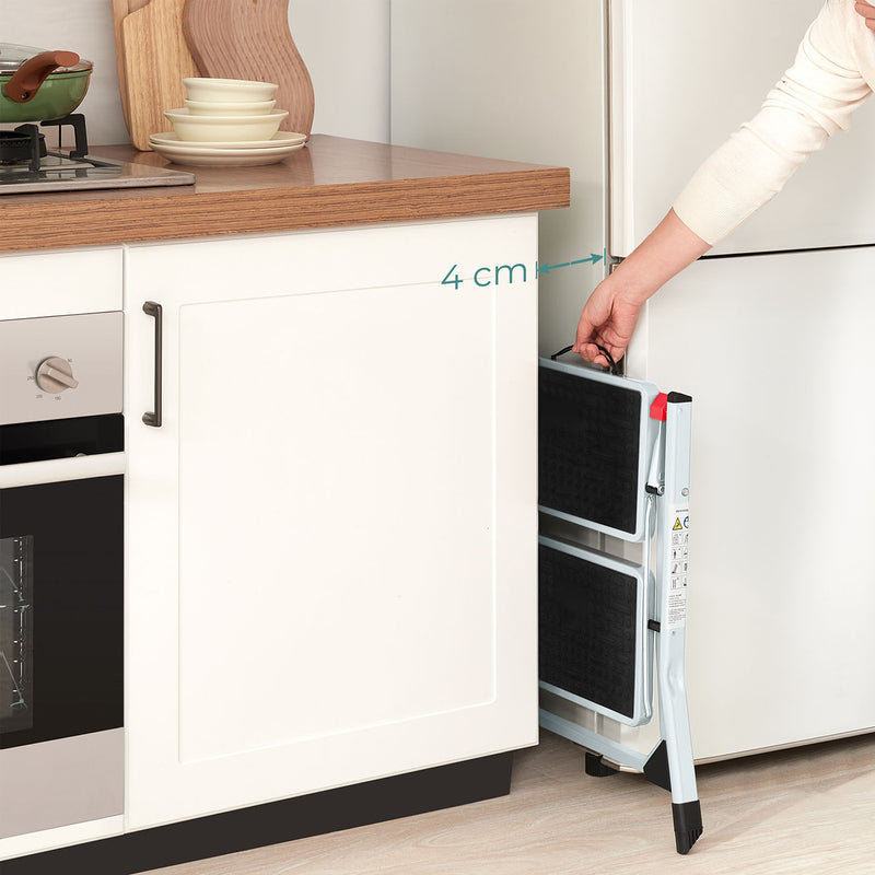 Two Step Folding Ladder with Anti Slip Treads for Home and Kitchen by Songmics