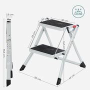 Two Step Folding Ladder with Anti Slip Treads for Home and Kitchen by Songmics
