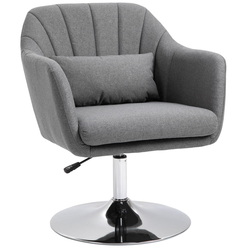 Swivel Accent Chair with Adjustable Height and Lumbar Support for Home Office, Dark Grey
