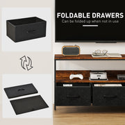 Industrial TV Stand Cabinet with 3 Foldable Fabric Storage Drawers for Living Room