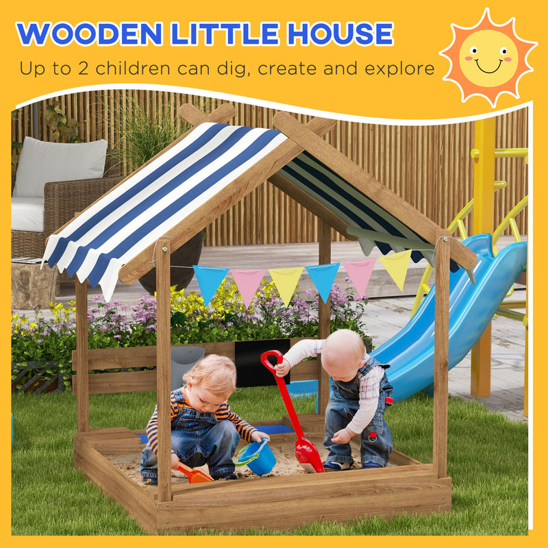 Wooden Garden Sandbox With Sink Blackboard Toys And Seats For Children Aged 3 To 7