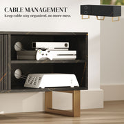 Black Marble Effect TV Stand for up to 70 Inch TVs With Shelves and Storage by HOMCOM