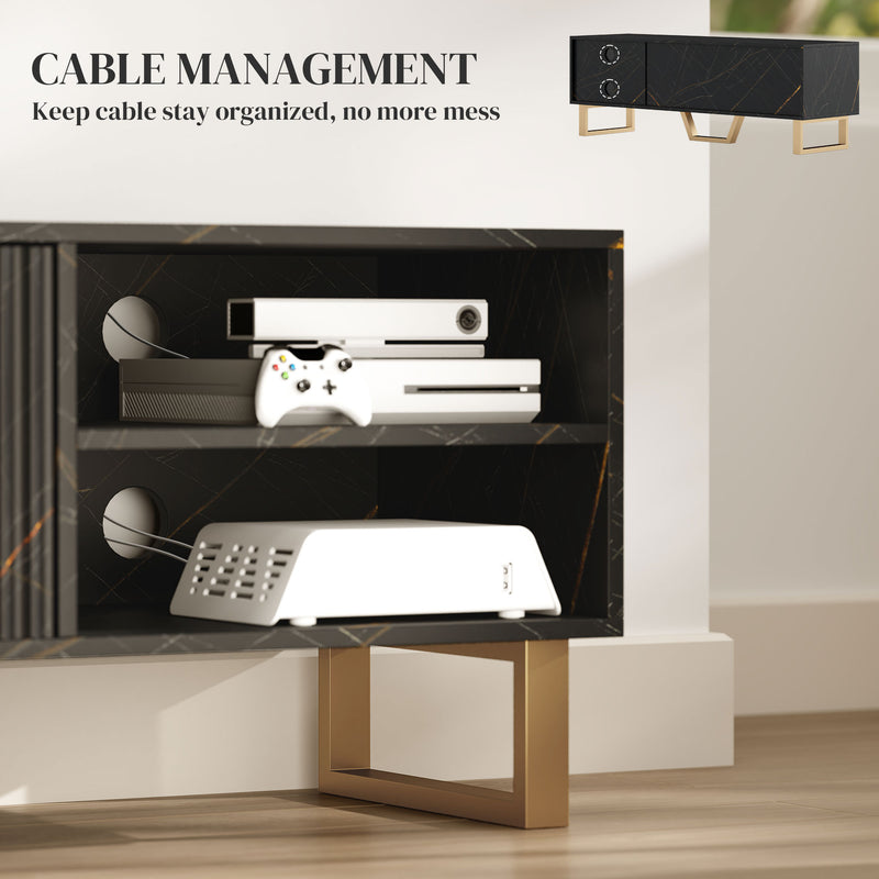 Black Marble Effect TV Stand for up to 70 Inch TVs With Shelves and Storage by HOMCOM