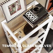 Tall LED Floor Lamp with 4-Tier Storage Shelves for Living Room or Bedroom, White