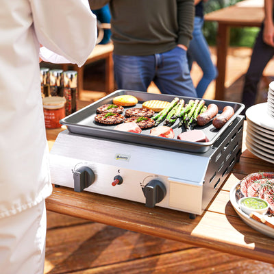 Two Burner Portable Gas BBQ Grill for Outdoor Cooking by Outsunny