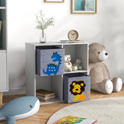 Kids Toy Storage Unit with Two Fabric Drawers Ideal for Organising Bedroom White AOSOM