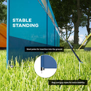 Camping Windbreaker With Clear Windows And Steel Poles For Beach And Caravan Use Blue AOSOM