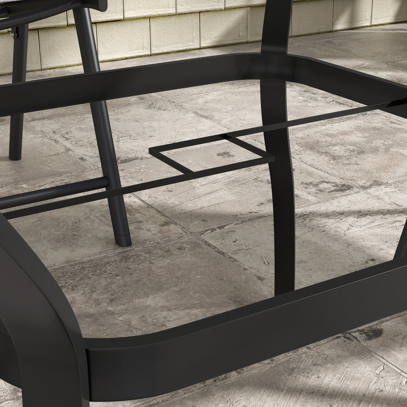 Grey Steel 4 Seater Square Garden Table With Parasol Hole Ideal For Outdoor Dining