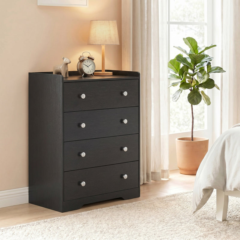 Slim Chest of Drawers for Small Bedrooms with Open Shelf and 4 Deep Drawers