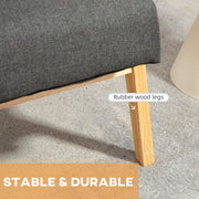 Fabric Armchair With Padded Cushion And Wooden Frame For Living Room Comfort Dark Grey