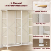 Chest of 8 Fabric Drawers with Wooden Frame for Bedroom or Living Room, Natural Finish